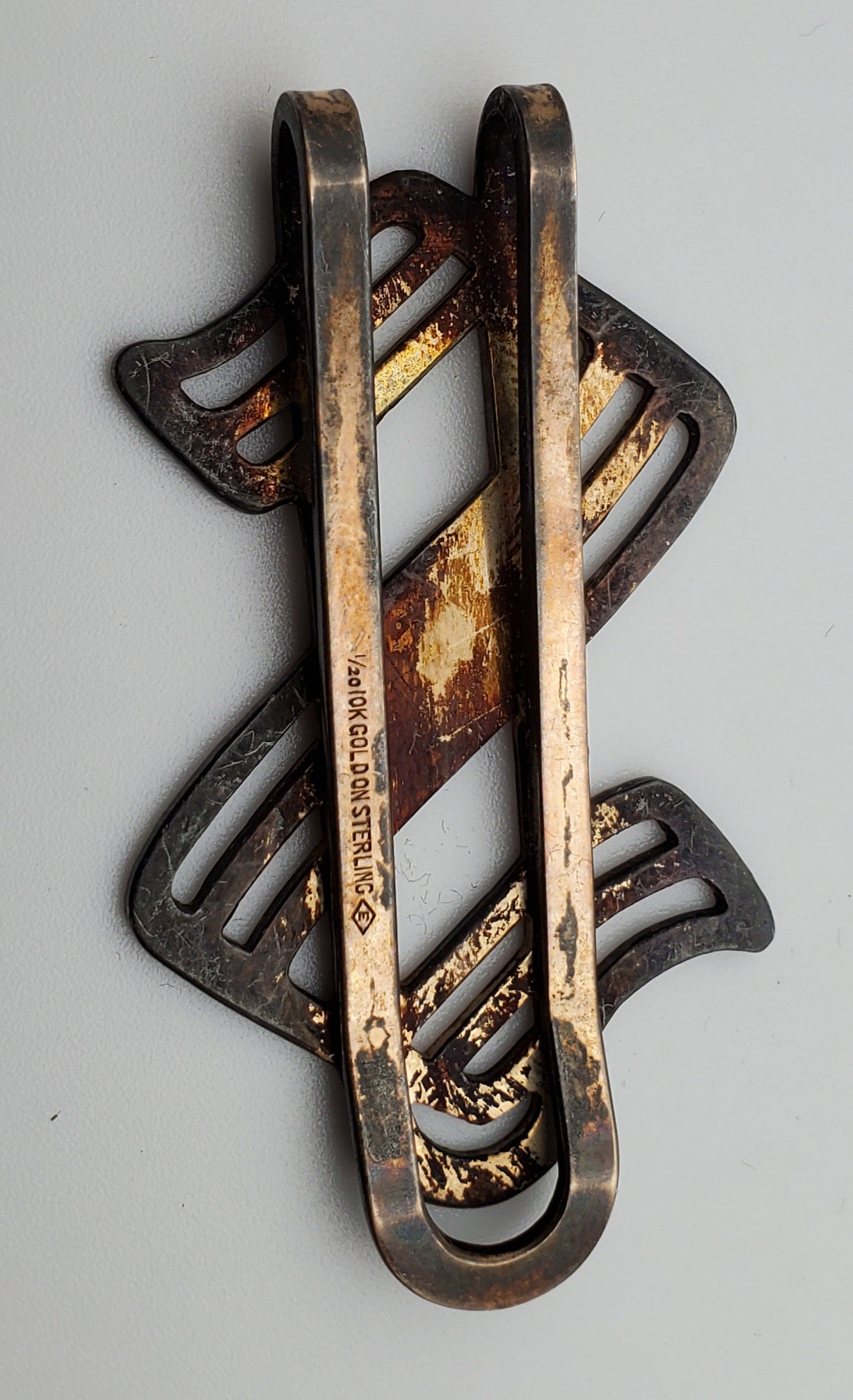 Ehlers & Co. - Vintage Sterling Silver Gold Filled Monogrammed Dollar Sign Money Clip
