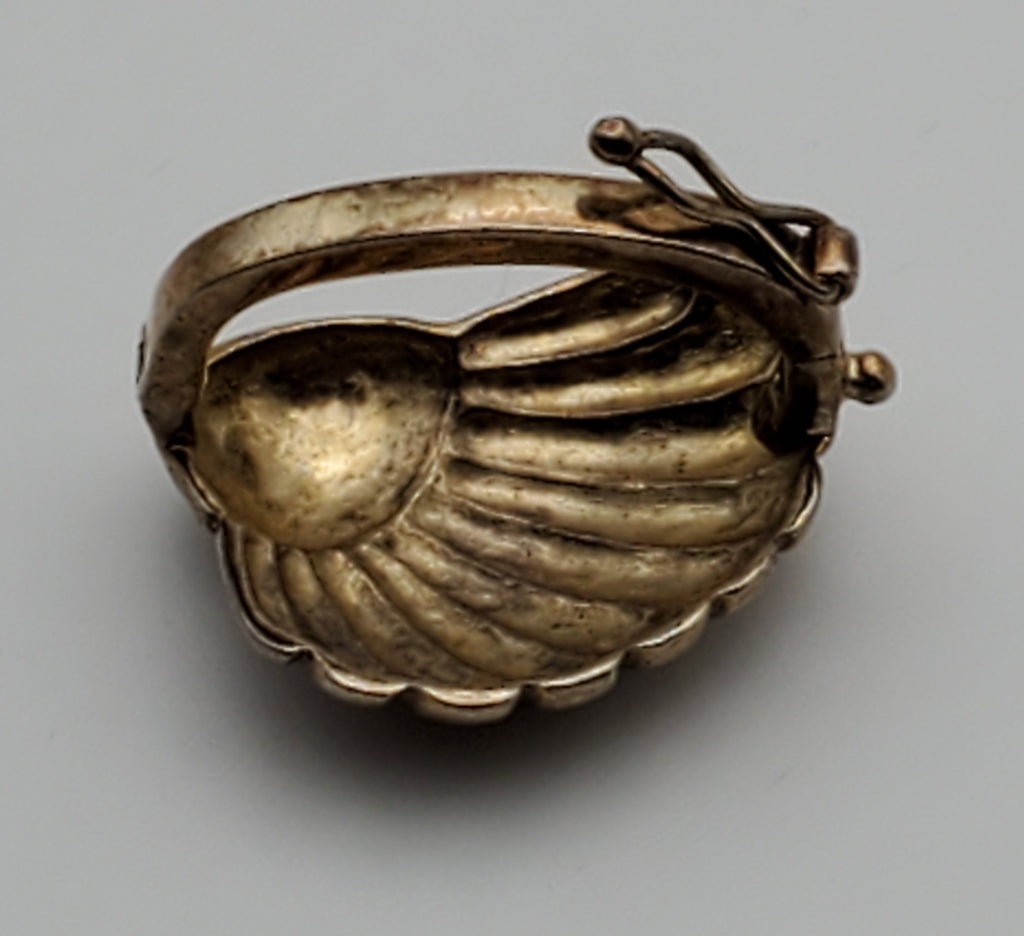UNMATCHED Sterling Silver Gold Tone Seashell Hinged Earring