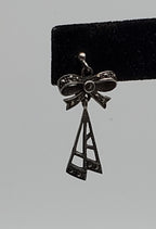 UNMATCHED Sterling Silver and Marcasite Ribbon Dangle Stud Earring