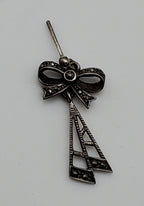 UNMATCHED Sterling Silver and Marcasite Ribbon Dangle Stud Earring