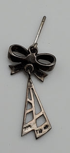 UNMATCHED Sterling Silver and Marcasite Ribbon Dangle Stud Earring