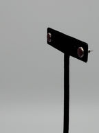 Red Garnet Silver Tone Stud Earrings