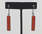 Vintage Red Coral Sterling Silver Dangle Earrings