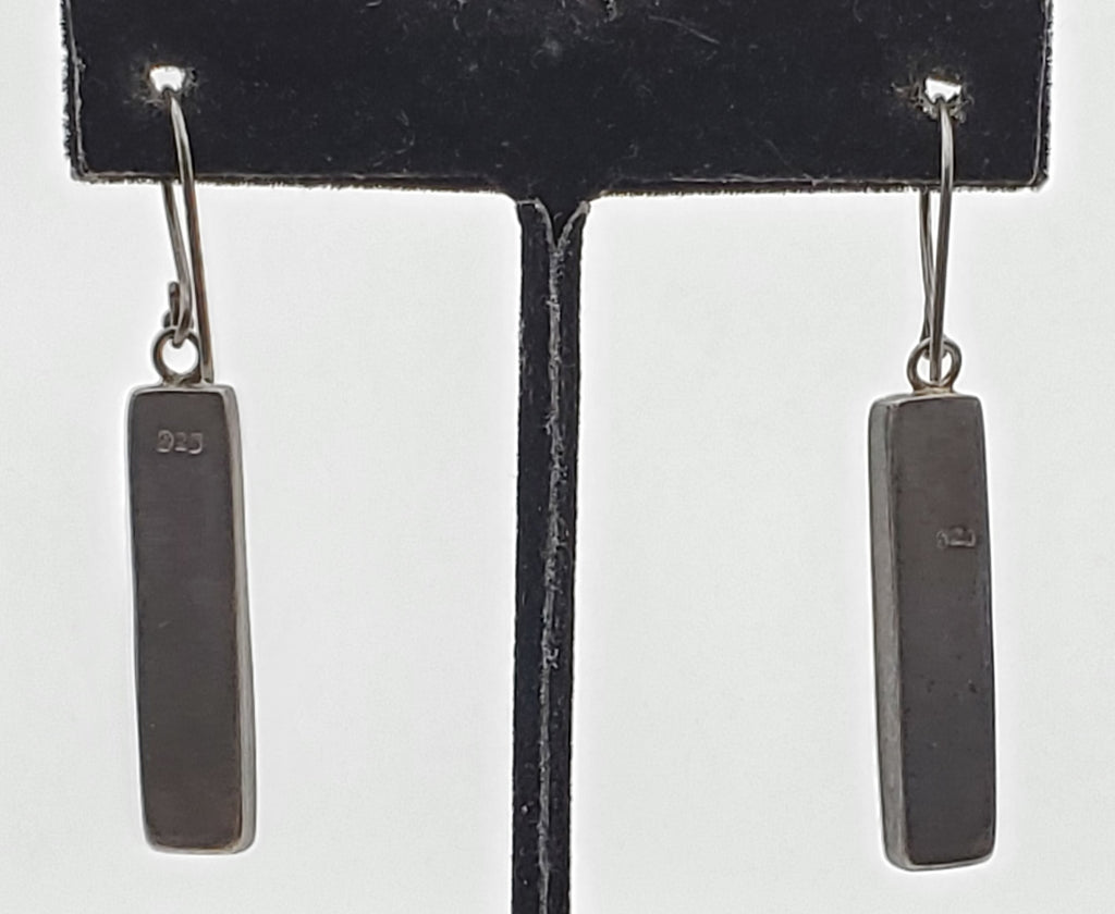 Vintage Red Coral Sterling Silver Dangle Earrings