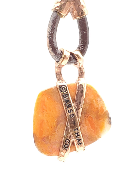 Barse - Copper, Leather and Orange Jasper Dangle Earrings