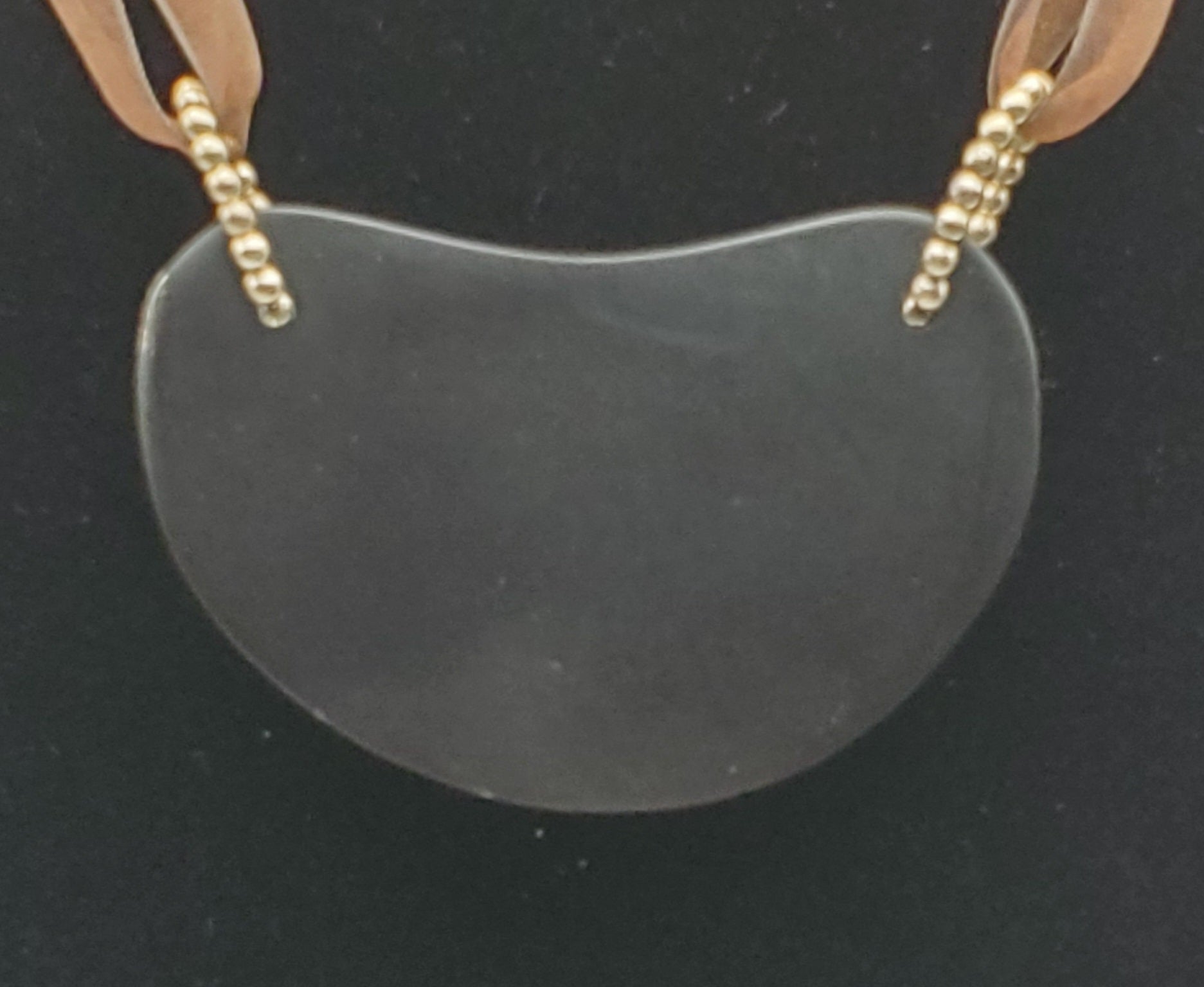 Vintage Mosaic Mother of Pearl Breast Plate Pendant Ribbon Necklace