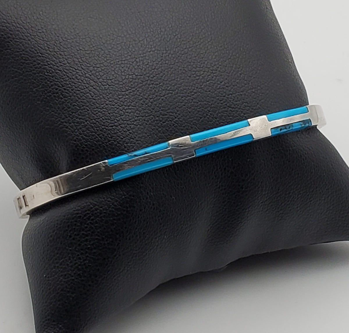 Vintage 950 Silver Turquoise Hinged Bangle