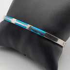 Vintage 950 Silver Turquoise Hinged Bangle