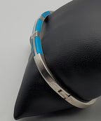Vintage 950 Silver Turquoise Hinged Bangle