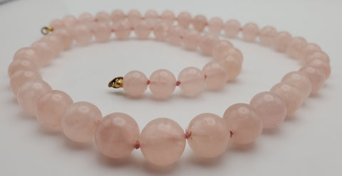 Single Strand Rose Quartz Beads - 24"