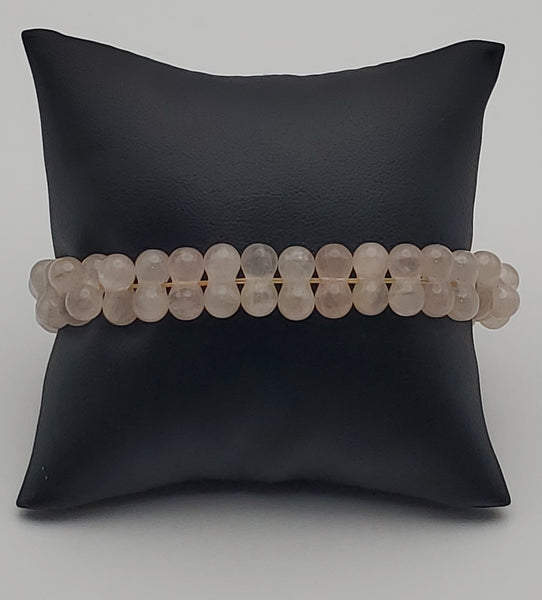 Rose Quartz Double Sphere Bead Stretch Bracelet