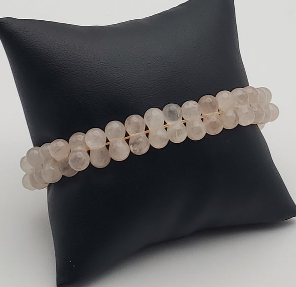 Rose Quartz Double Sphere Bead Stretch Bracelet