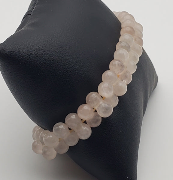 Rose Quartz Double Sphere Bead Stretch Bracelet