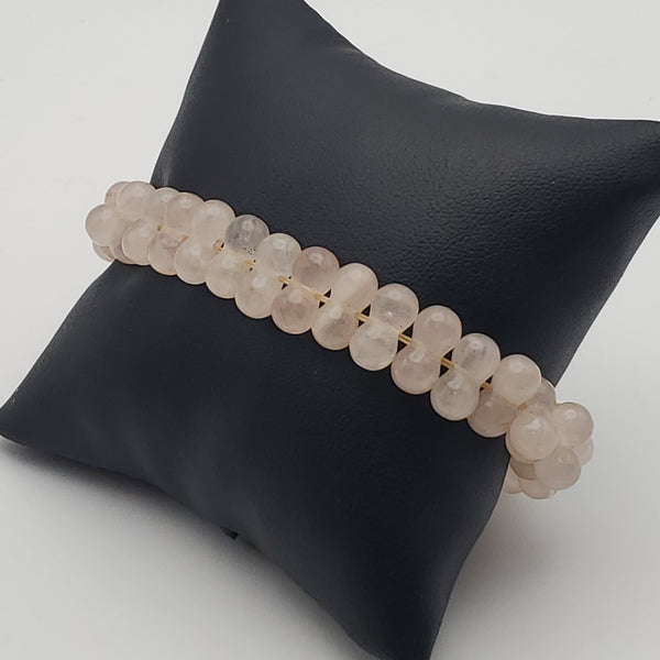 Rose Quartz Double Sphere Bead Stretch Bracelet