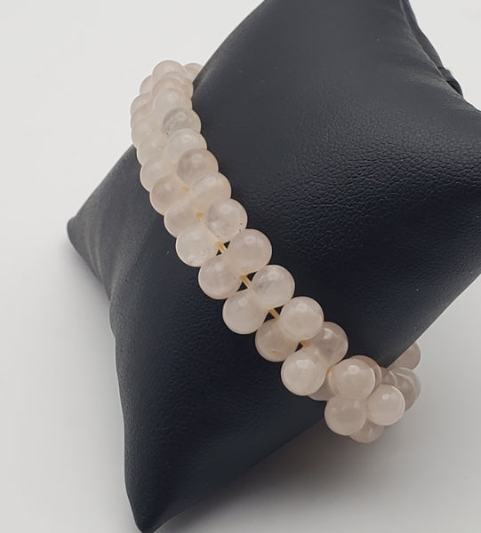 Rose Quartz Double Sphere Bead Stretch Bracelet