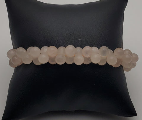 Rose Quartz Double Sphere Bead Stretch Bracelet