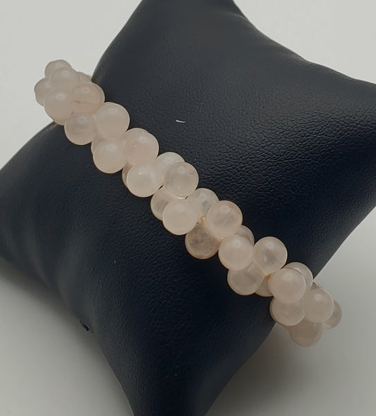 Rose Quartz Double Sphere Bead Stretch Bracelet