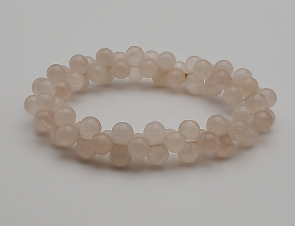 Rose Quartz Double Sphere Bead Stretch Bracelet