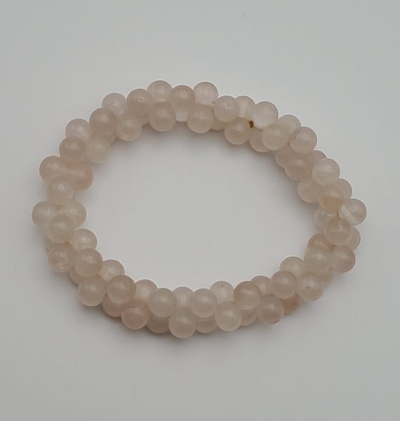 Rose Quartz Double Sphere Bead Stretch Bracelet