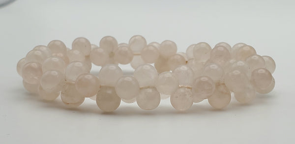 Rose Quartz Double Sphere Bead Stretch Bracelet