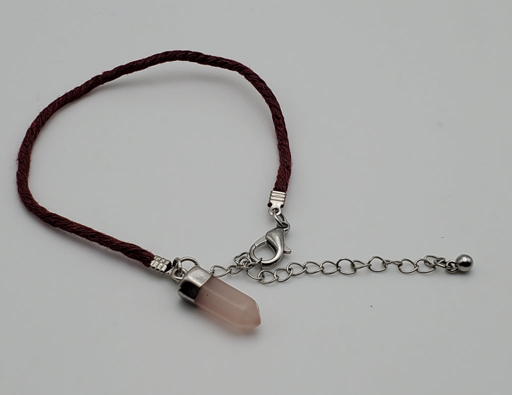 Faux Rose Quartz Bracelet - 8 + 3"