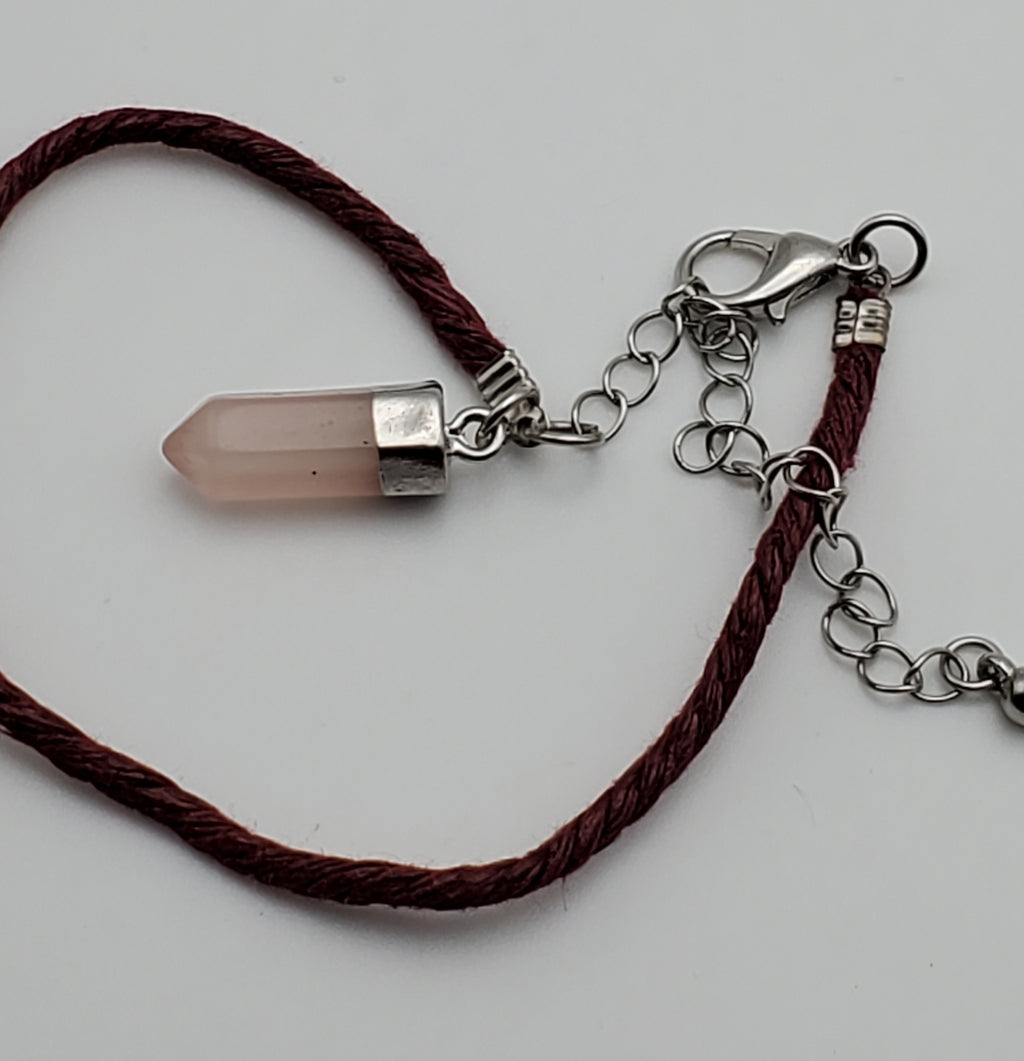 Faux Rose Quartz Bracelet - 8 + 3"