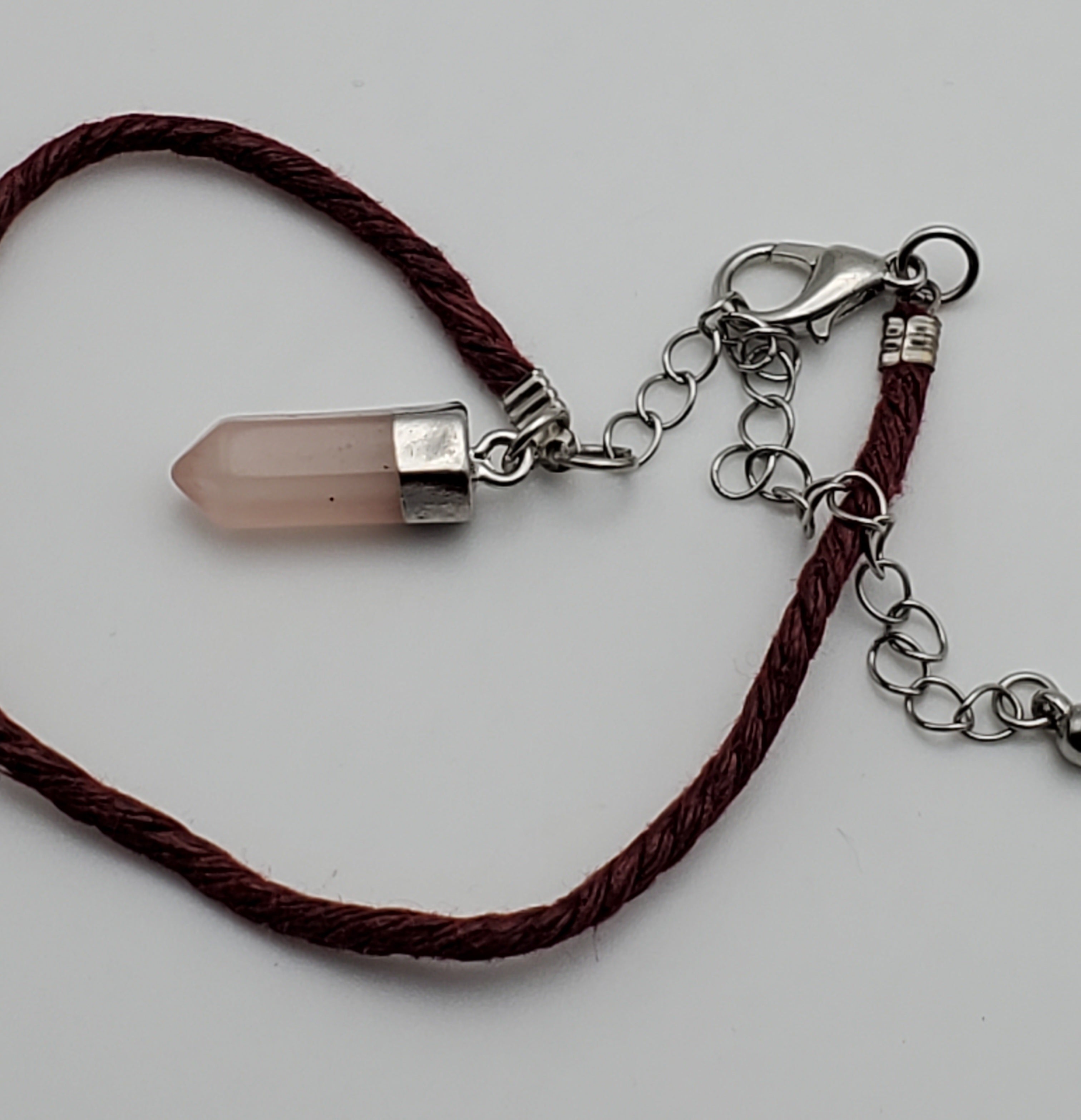 Faux Rose Quartz Bracelet - 8 + 3"