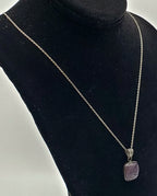 Charoite Sterling Silver Pendant on Sterling Silver Chain Necklace - 20"