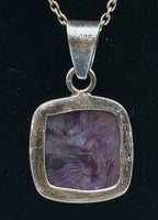 Charoite Sterling Silver Pendant on Sterling Silver Chain Necklace - 20"