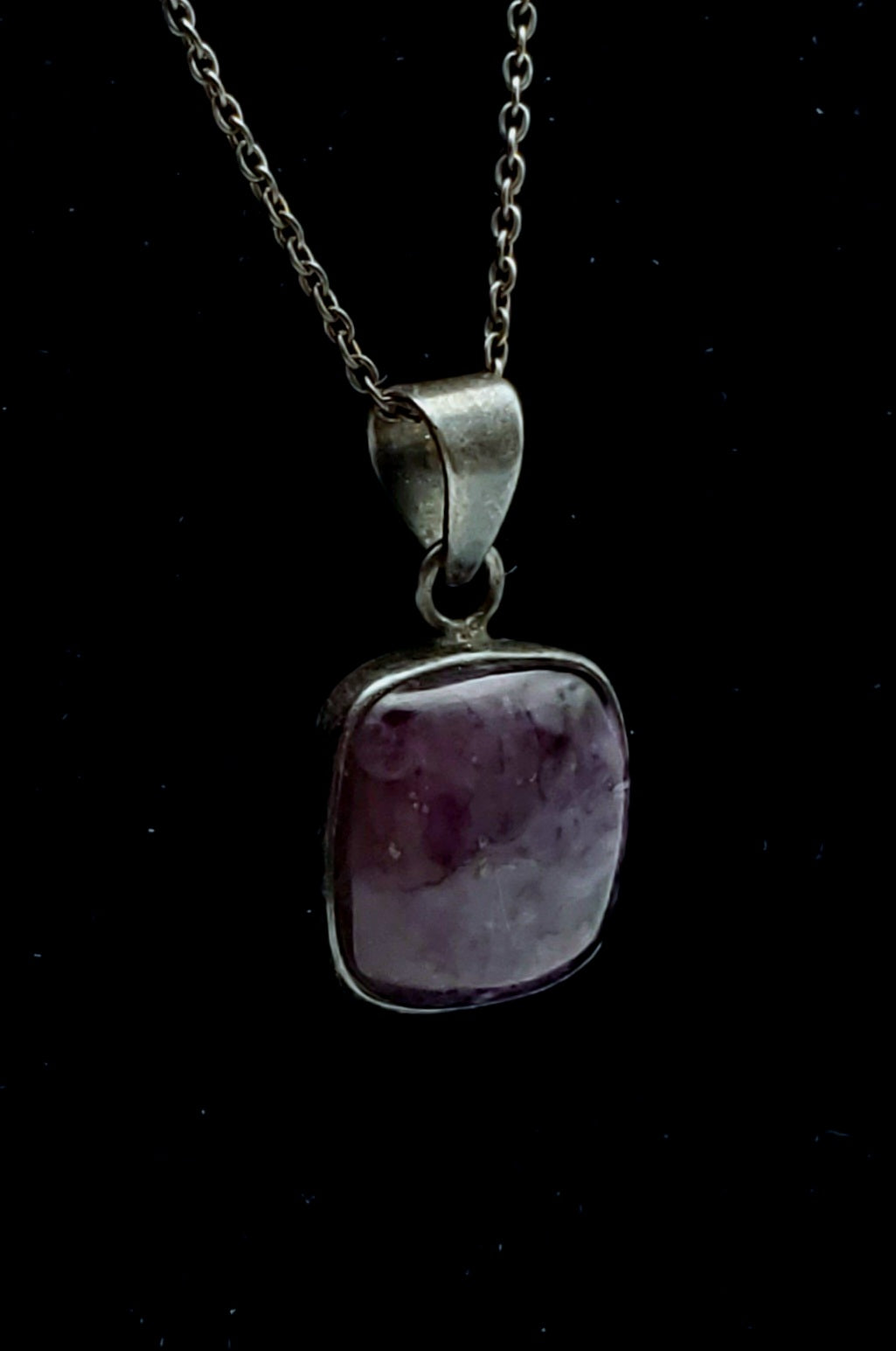 Charoite Sterling Silver Pendant on Sterling Silver Chain Necklace - 20"