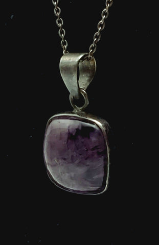 Charoite Sterling Silver Pendant on Sterling Silver Chain Necklace - 20"