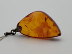 Vintage Soviet Amber Modernist Freeform Sculpted Pendant on Sterling Silver Necklace - 16.25"