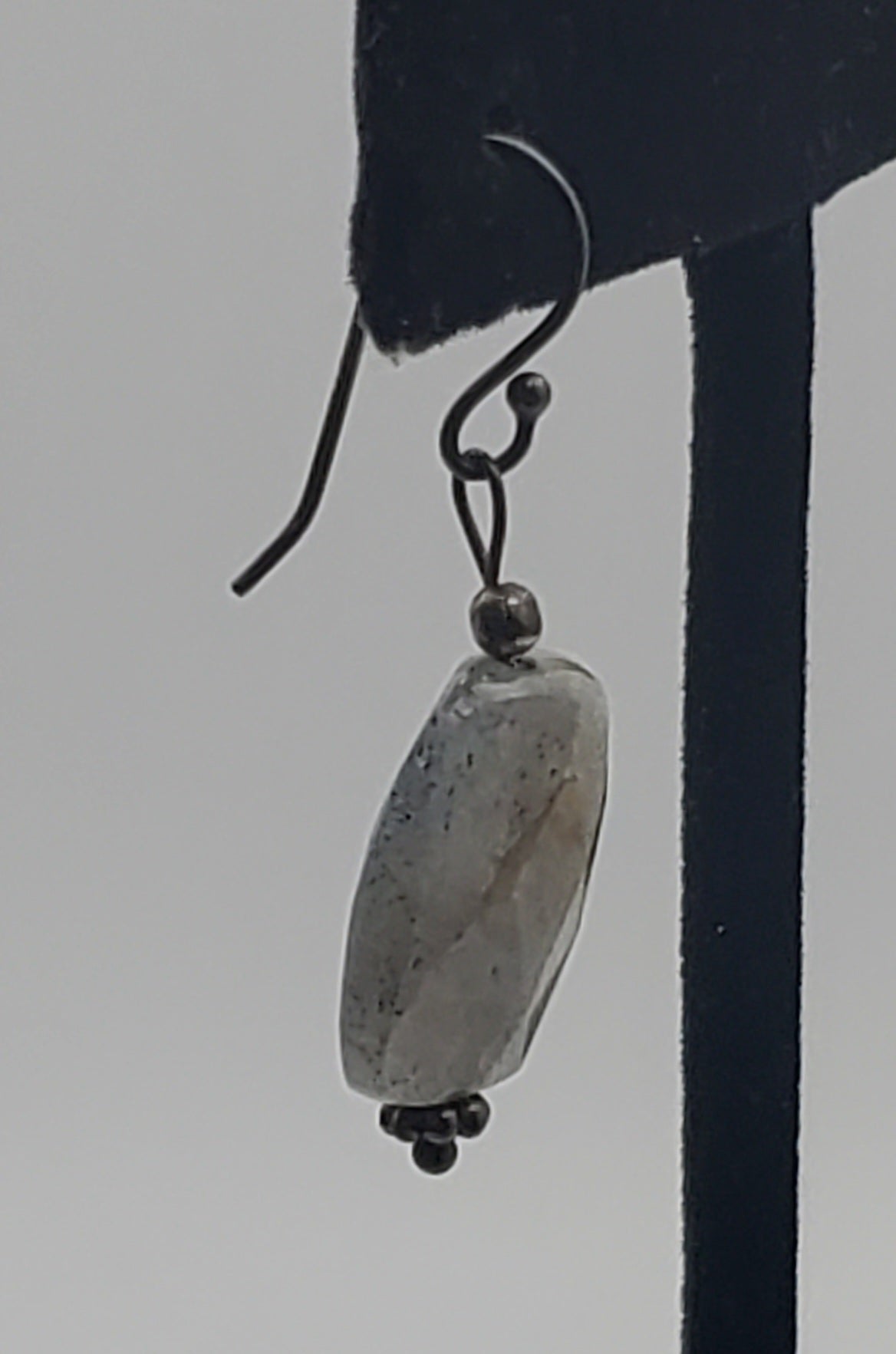 UNMATCHED Single Labradorite Faceted Vintage Sterling Silver Dangle Earring