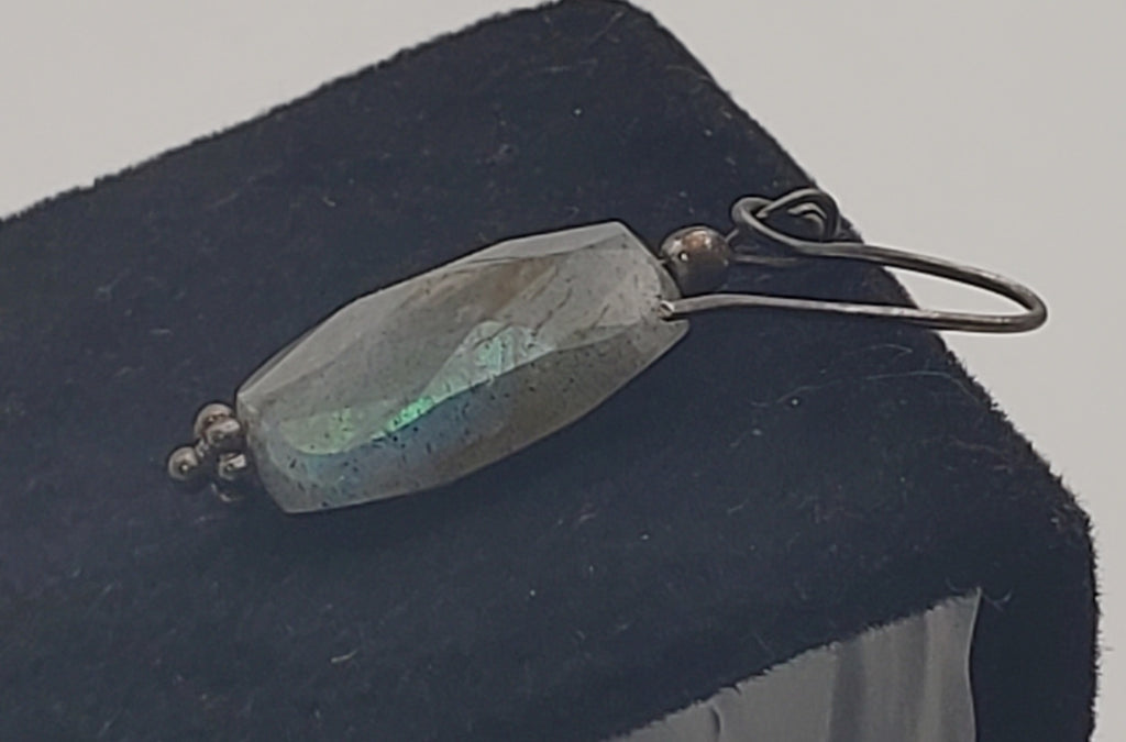 UNMATCHED Single Labradorite Faceted Vintage Sterling Silver Dangle Earring