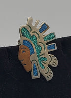 Vintage Aztec Warrior Head Pendant/Brooch