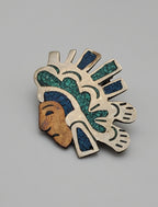 Vintage Aztec Warrior Head Pendant/Brooch