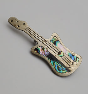 Vintage Guitar Inlaid Abalone Shell Brooch