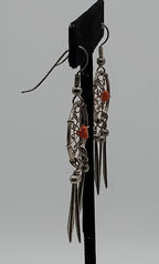 Vintage Silver and Coral Dreamcatcher Earrings