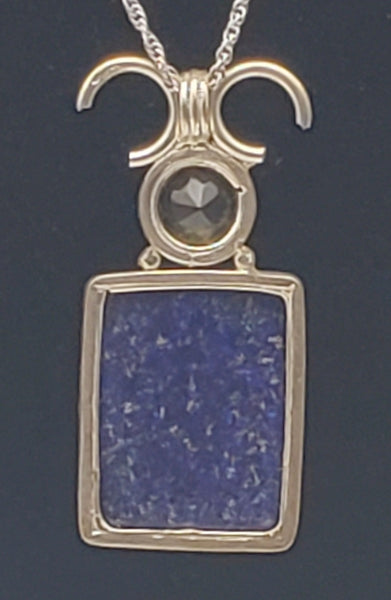 Lapis Lazuli Sterling Silver Pendant on Sterling Silver Chain Necklace - 18"