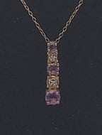 Ross-Simons - Amethyst and Diamond Gold Tone Sterling Silver Pendant on Chain Necklace - 18"