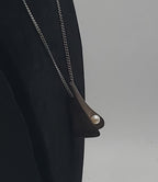 Carved Wood and Pearl Pendant Chain Necklace - 18"