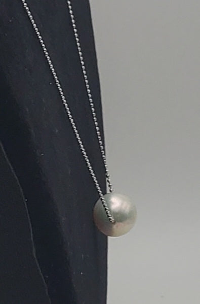 Large Pearl Pendant on Sterling Silver Chain Necklace - 20"