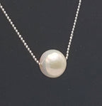 Large Pearl Pendant on Sterling Silver Chain Necklace - 20"