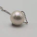 Large Pearl Pendant on Sterling Silver Chain Necklace - 20"