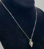 Pink Pearl Heart Cage Pendant on Sterling Silver Chain Necklace - 16.5"