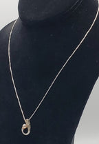 Vintage Faux Pearl and Rhinestone Sterling Silver Pendant on Sterling Silver Chain Necklace - 18"