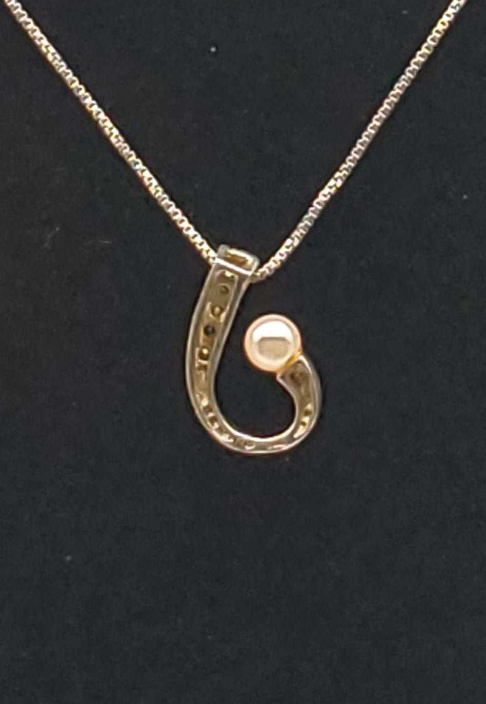 Vintage Faux Pearl and Rhinestone Sterling Silver Pendant on Sterling Silver Chain Necklace - 18"