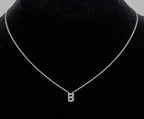 Vintage "B" Pendant Sterling Silver Chain Necklace - 14" + 3.5"