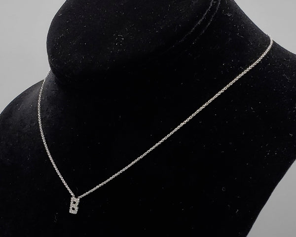 Vintage "B" Pendant Sterling Silver Chain Necklace - 14" + 3.5"