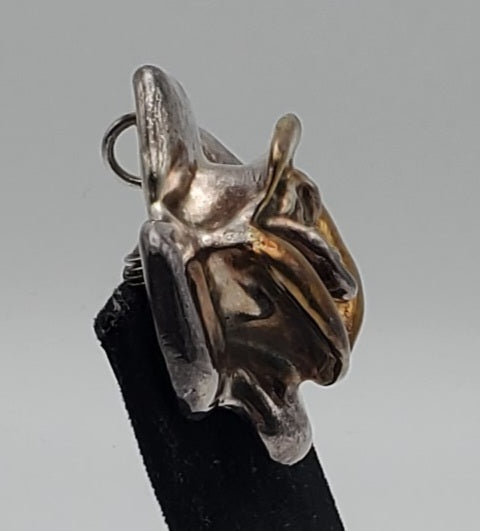 Bold Vintage Sterling Silver Handmade Rose Brooch/Pendant
